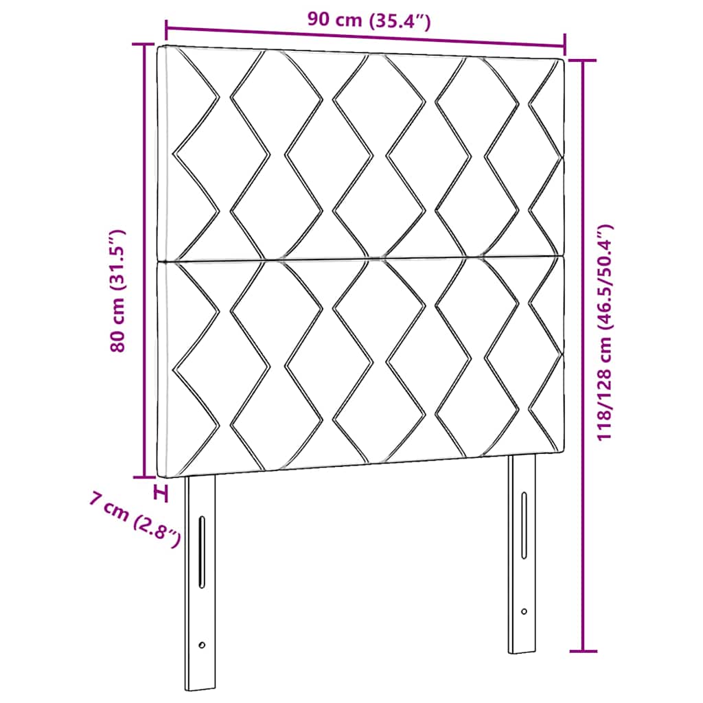 Testiera in Tessuto con testiera Marrone scuro 90 cm Tessuto