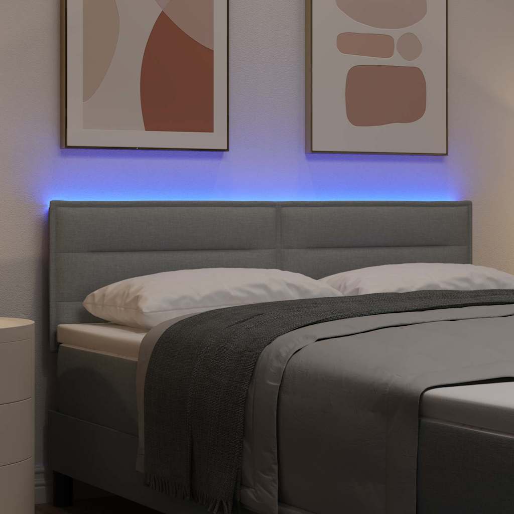 Testiera LED con strisce LED Grigio chiaro 144 cm Tessuto | homemem39