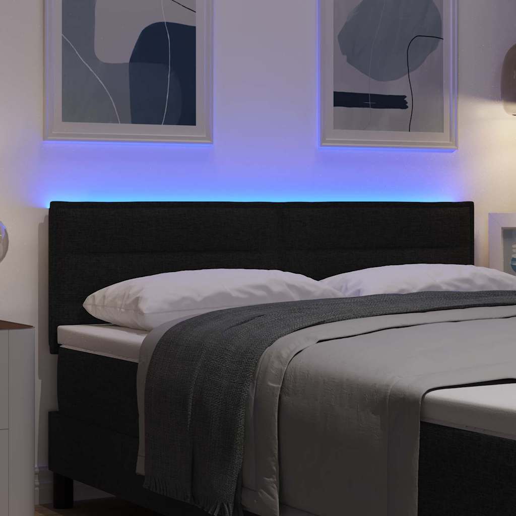 Testiera LED con strisce LED con testiera Nero 160 cm Tessuto | homemem39