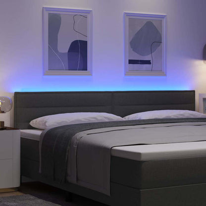 Testiera LED con strisce LED Grigio scuro 200 cm Tessuto | homemem39