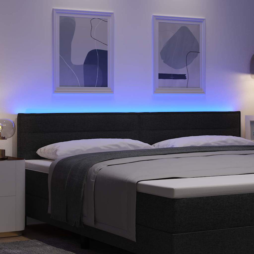 Testiera LED con strisce LED con testiera Nero 200 cm Tessuto | homemem39