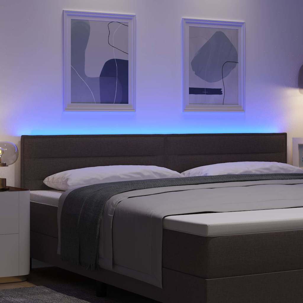 Testiera LED con strisce LED Marrone Scuro 200 cm Tessuto | homemem39