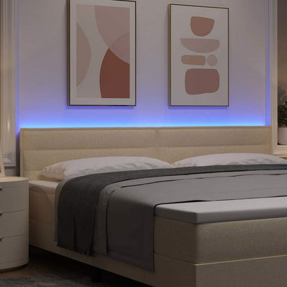 Testiera LED con strisce LED con testiera Crema 200 cm Tessuto | homemem39