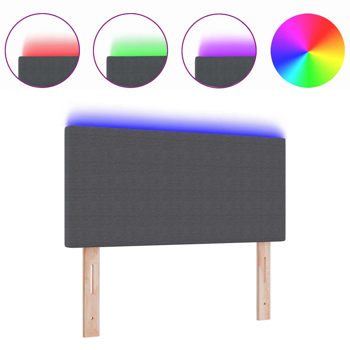 Testiera LED con testiera Grigio scuro 90 cm Poliestere