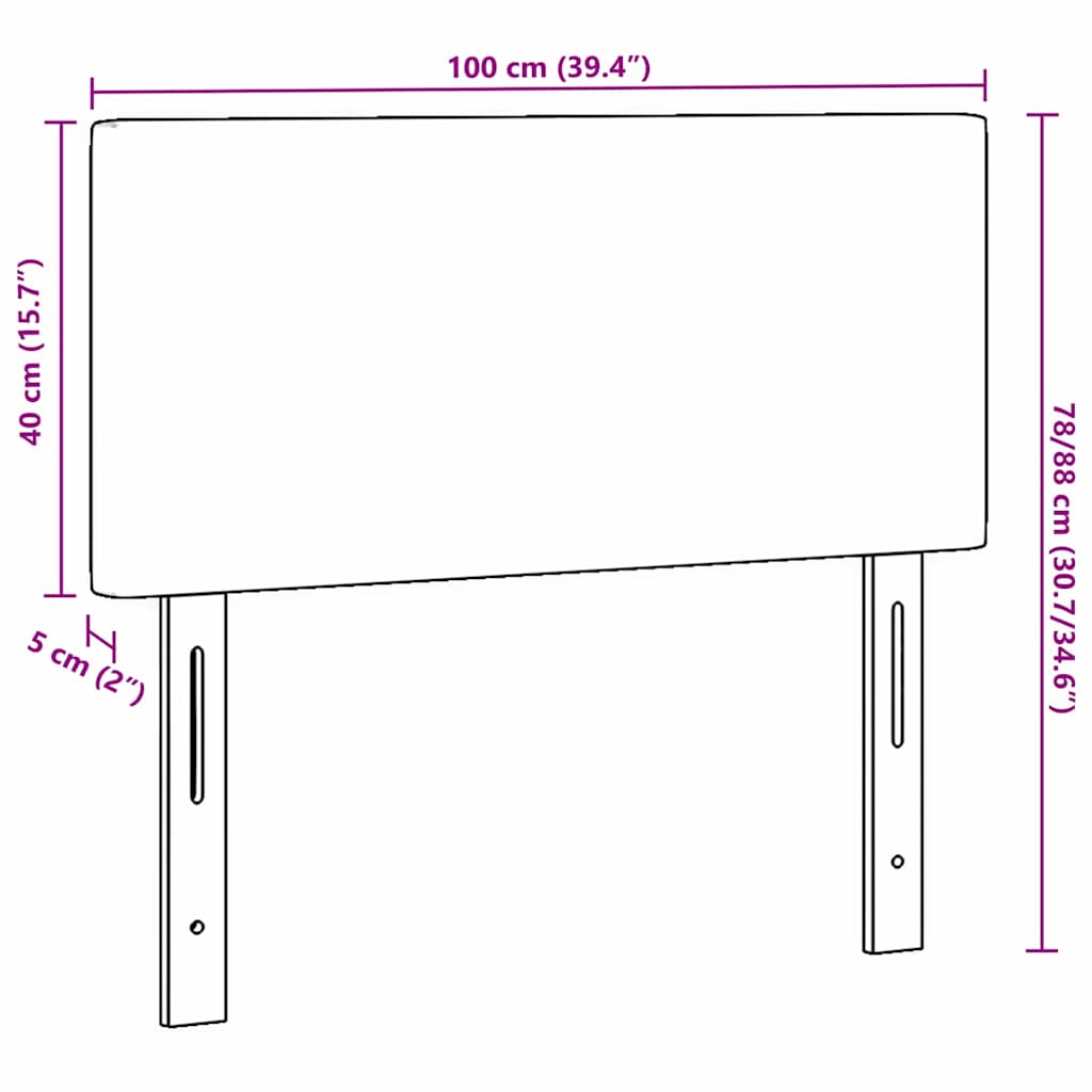 Testiera LED Montaggio a parete Grigio scuro 100 cm Tessuto