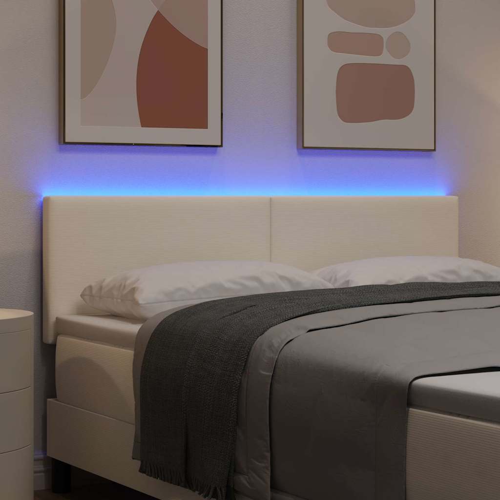 Testiera LED con strisce LED Crema 144 cm Tessuto in Cords | homemem39