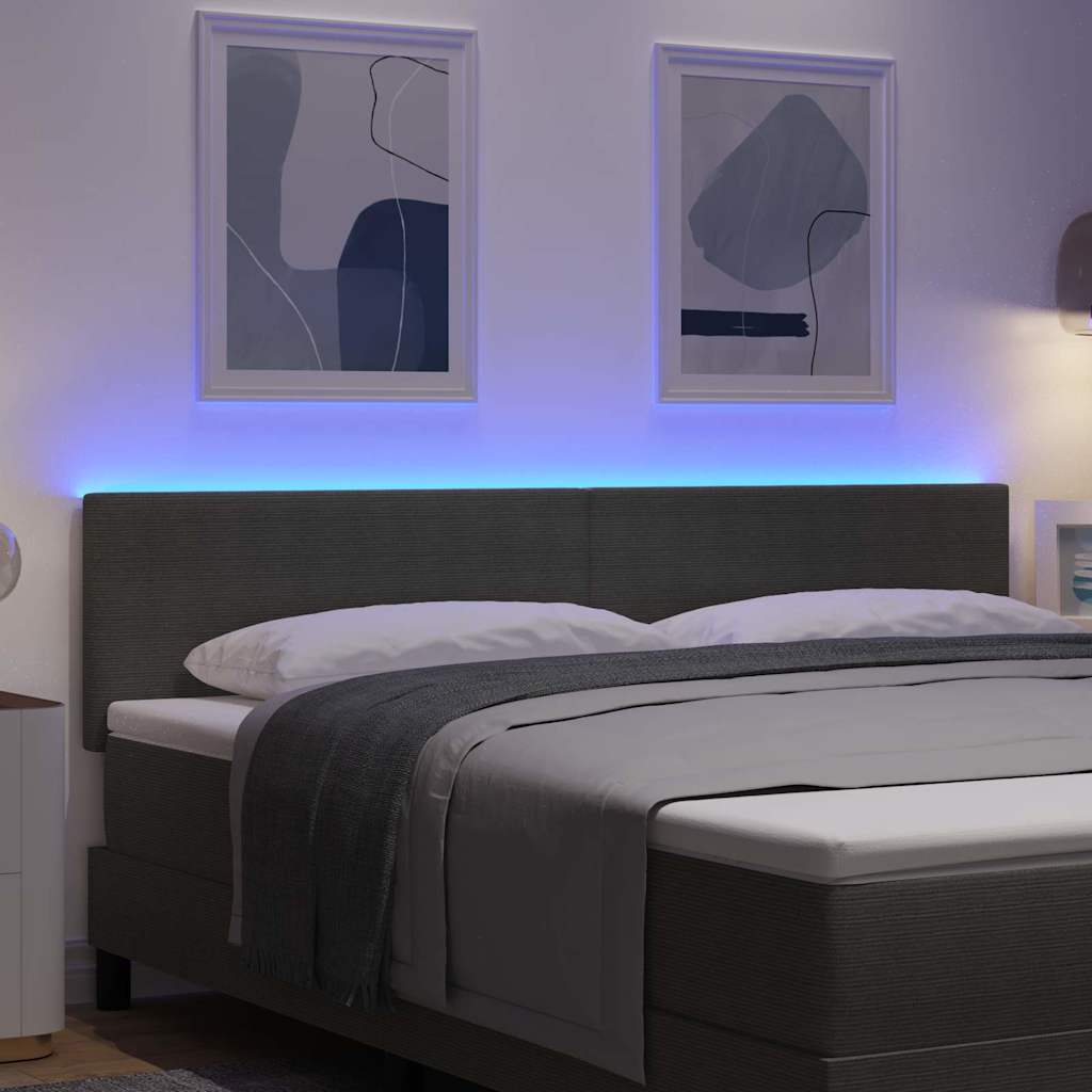 Testiera LED con testiera Grigio chiaro 180 cm Tessuto in Cords | homemem39
