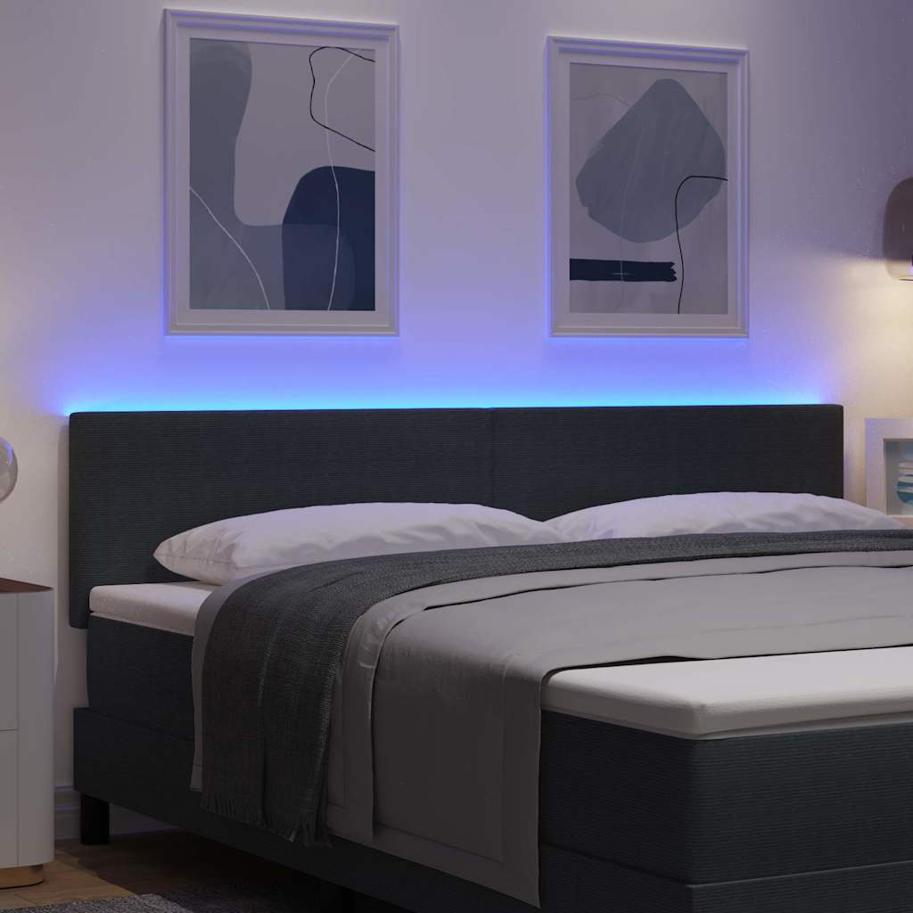 Testiera LED con testiera Grigio scuro 180 cm Tessuto in Cords | homemem39
