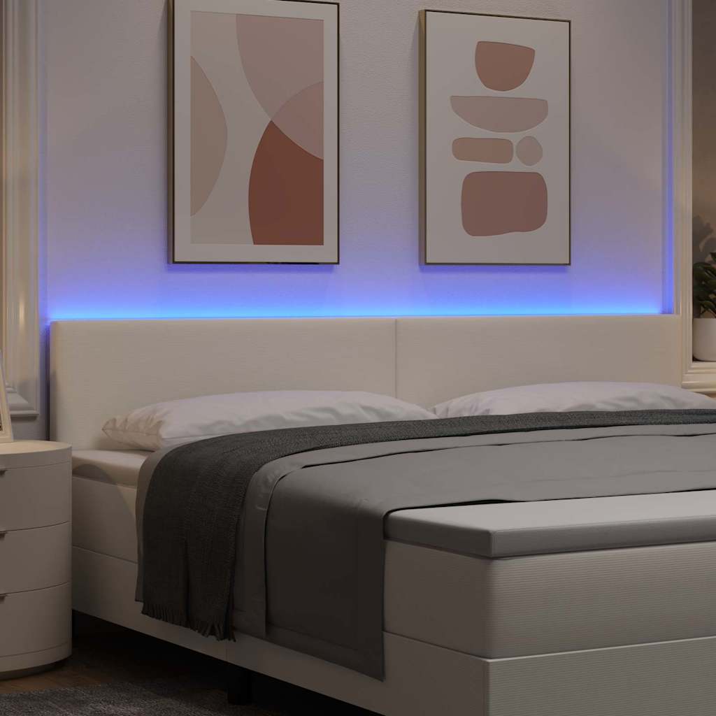 Testiera LED con strisce LED Crema 200 cm Tessuto in Cords | homemem39
