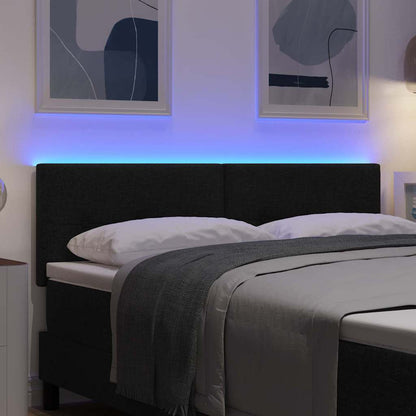 Testiera LED con strisce LED con testiera Nero 144 cm Tessuto | homemem39