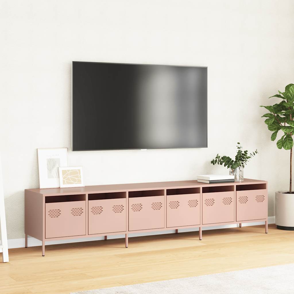 Mobile TV Rosa 202x39x43,5 cm in Acciaio Laminato a Freddo - homemem39