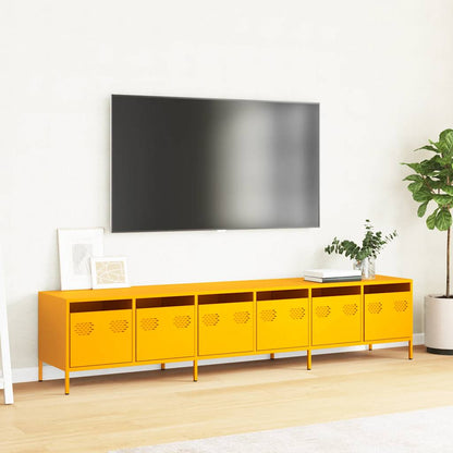 Mobile TV Giallo Senape 202x39x43,5cm Acciaio Laminato a Freddo