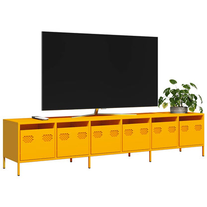 Mobile TV Giallo Senape 202x39x43,5cm Acciaio Laminato a Freddo - homemem39