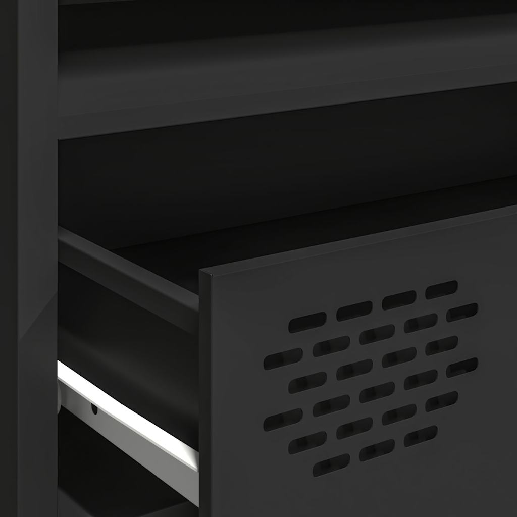 Mobile TV Nero 202x39x43,5 cm in Acciaio Laminato a Freddo - homemem39