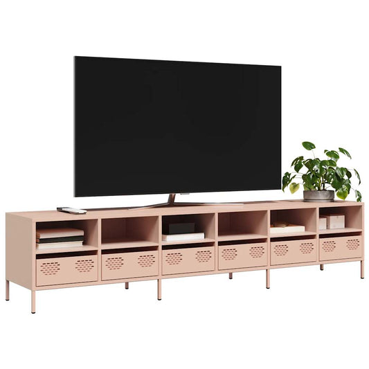 Mobile TV Rosa 202x39x43,5 cm in Acciaio Laminato a Freddo - homemem39