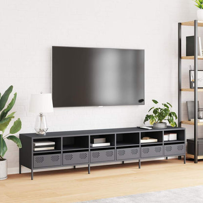 Mobile TV Antracite 202x39x43,5 cm Acciaio Laminato a Freddo - homemem39