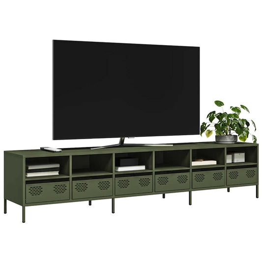 Mobile TV Verde Oliva 202x39x43,5 cm Acciaio Laminato a Freddo - homemem39