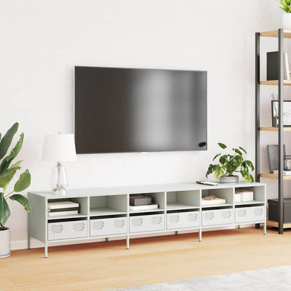 Mobile TV Bianco 202x39x43,5 cm in Acciaio Laminato a Freddo - homemem39