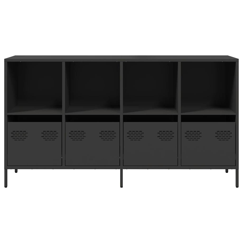 Credenza Nera 135x39x73,5 cm in Acciaio Laminato a Freddo - homemem39