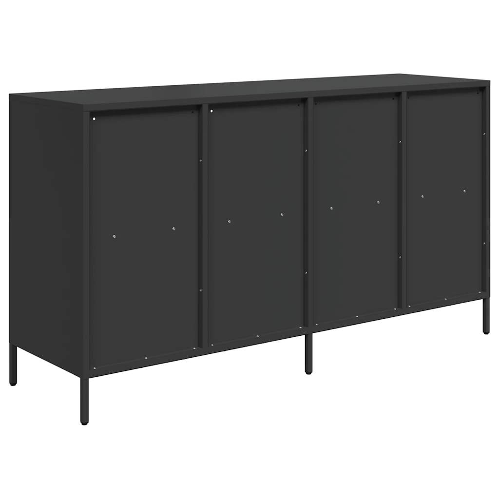 Credenza Nera 135x39x73,5 cm in Acciaio Laminato a Freddo - homemem39