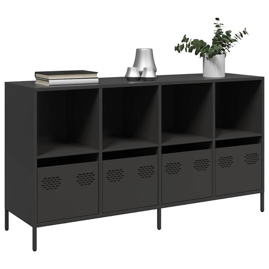Credenza Nera 135x39x73,5 cm in Acciaio Laminato a Freddo - homemem39