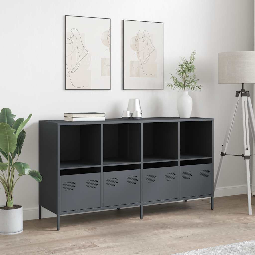 Credenza Antracite 135x39x73,5 cm in Acciaio Laminato a Freddo - homemem39