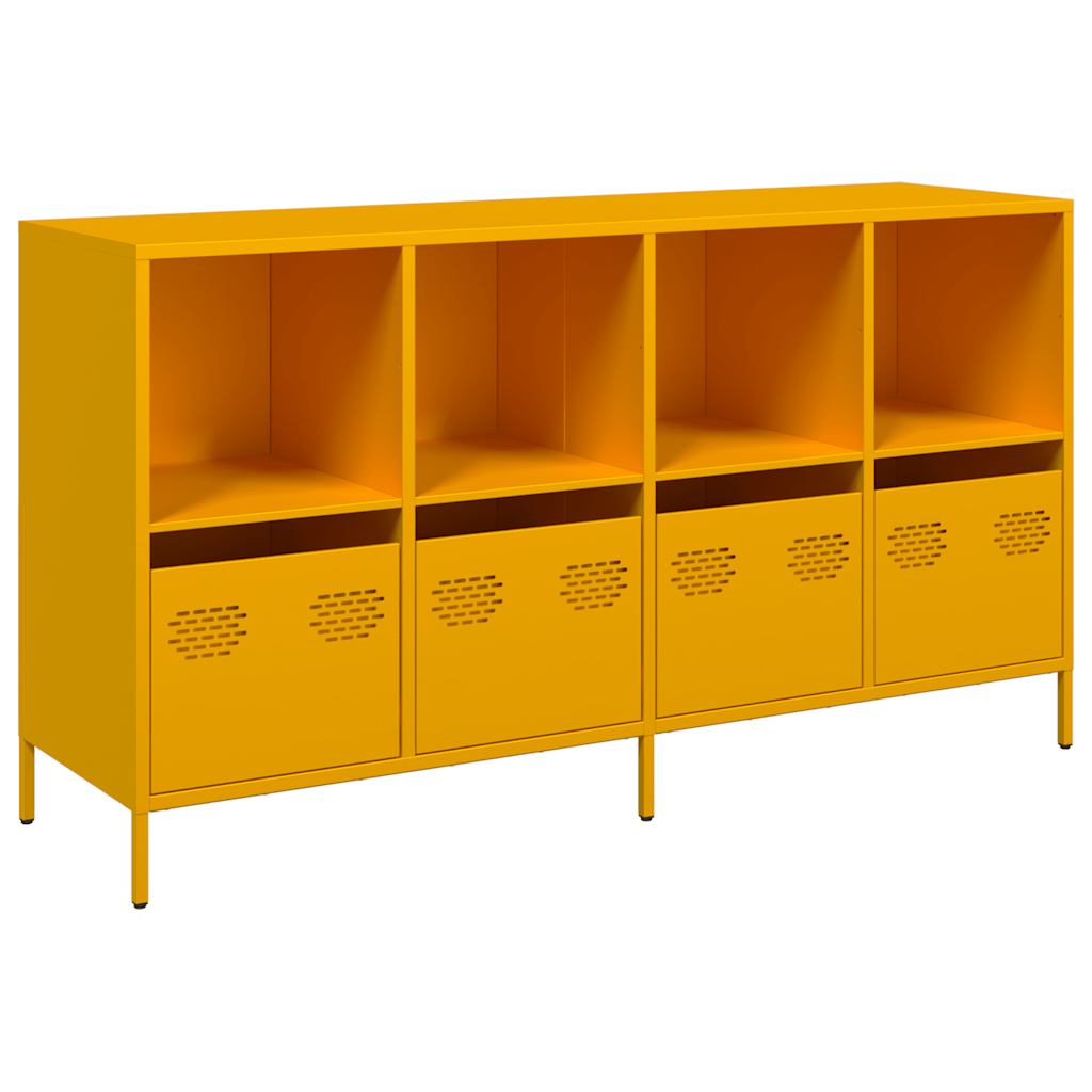 Credenza Giallo Senape 135x39x73,5 cm Acciaio Laminato a Freddo - homemem39