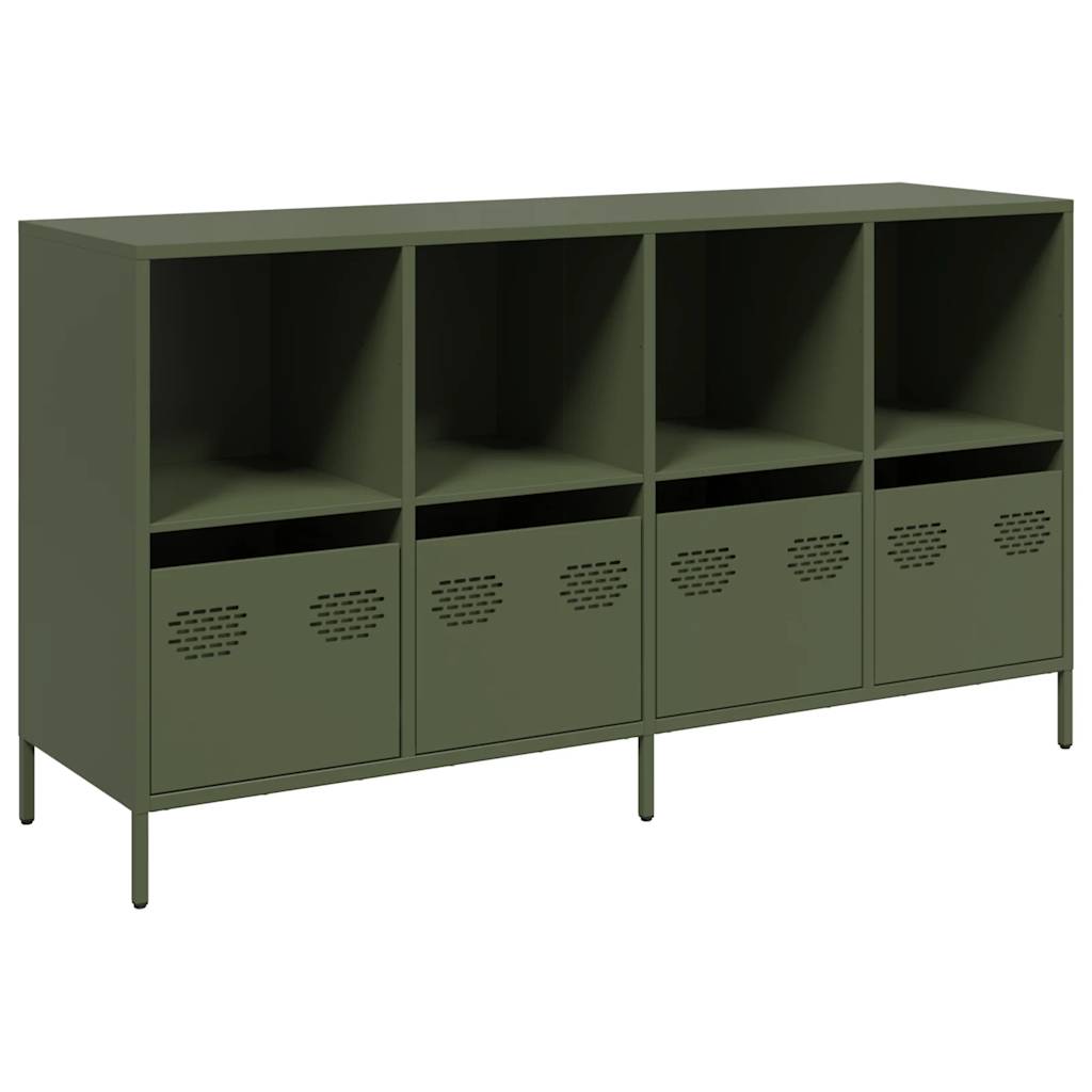 Credenza Verde Oliva 135x39x73,5 cm Acciaio Laminato a Freddo - homemem39