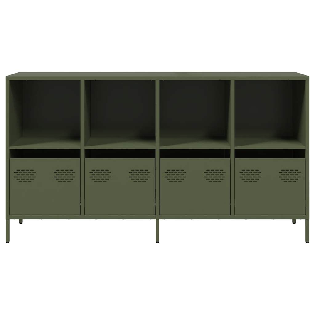 Credenza Verde Oliva 135x39x73,5 cm Acciaio Laminato a Freddo - homemem39