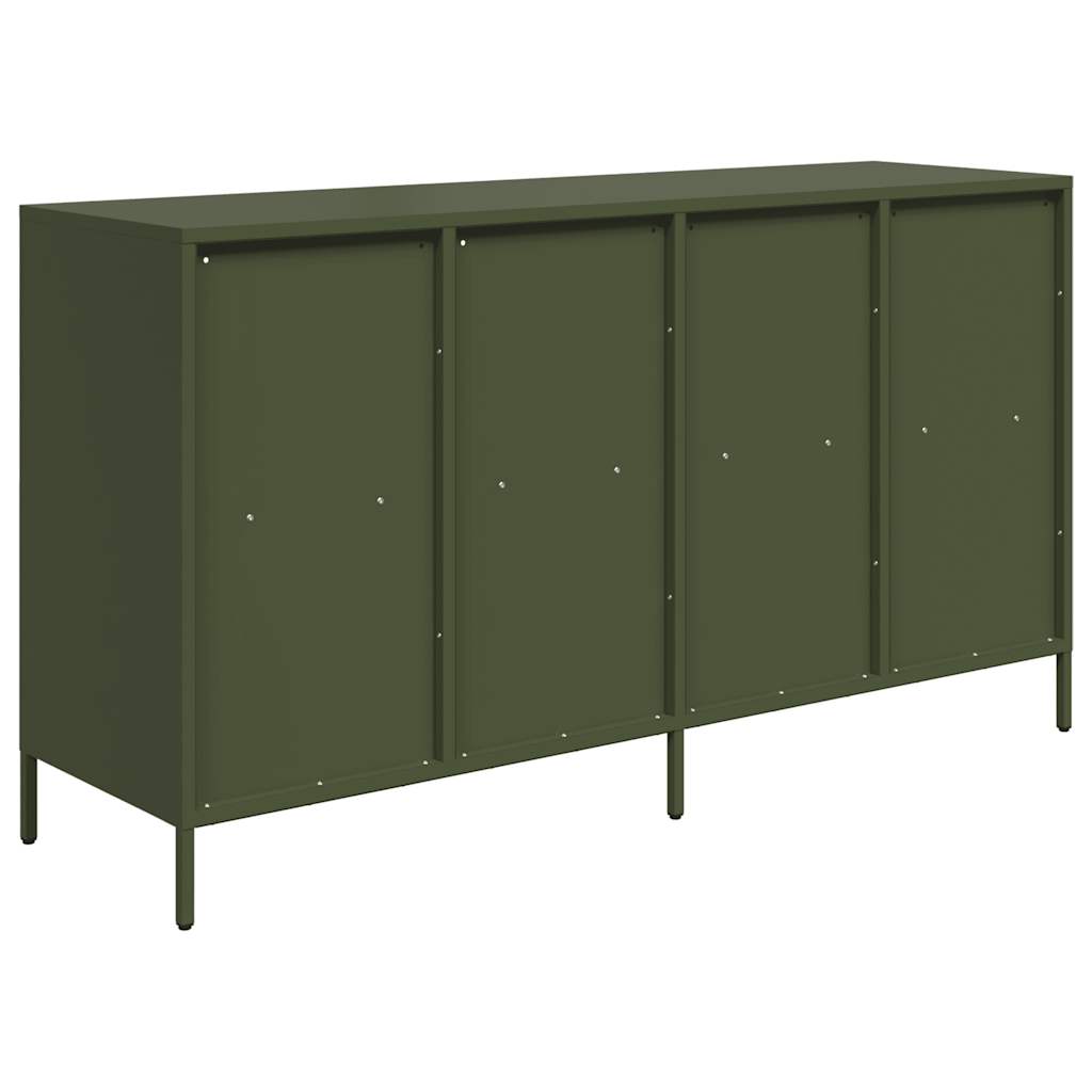 Credenza Verde Oliva 135x39x73,5 cm Acciaio Laminato a Freddo - homemem39