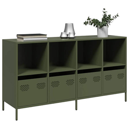 Credenza Verde Oliva 135x39x73,5 cm Acciaio Laminato a Freddo - homemem39