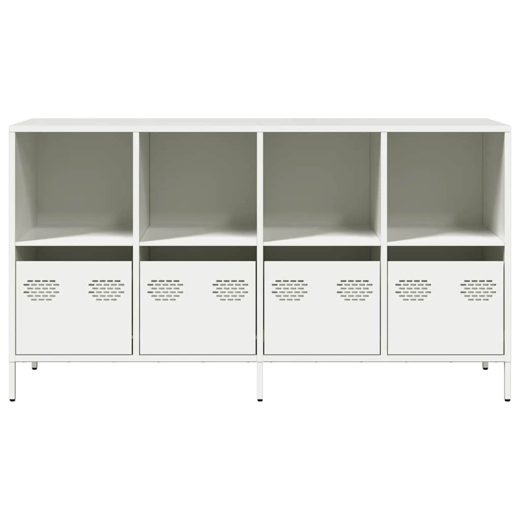 Credenza Bianca 135x39x73,5 cm in Acciaio Laminato a Freddo - homemem39
