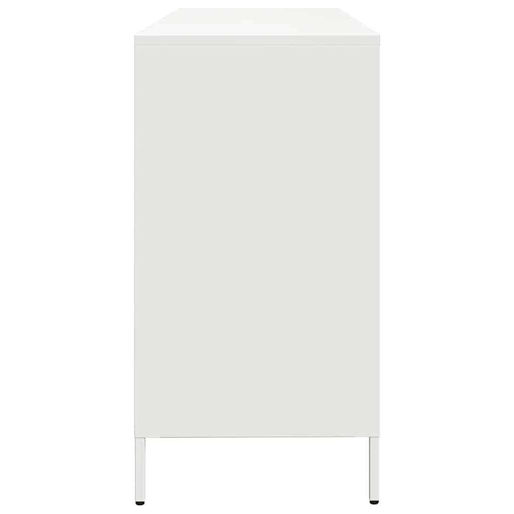 Credenza Bianca 135x39x73,5 cm in Acciaio Laminato a Freddo - homemem39
