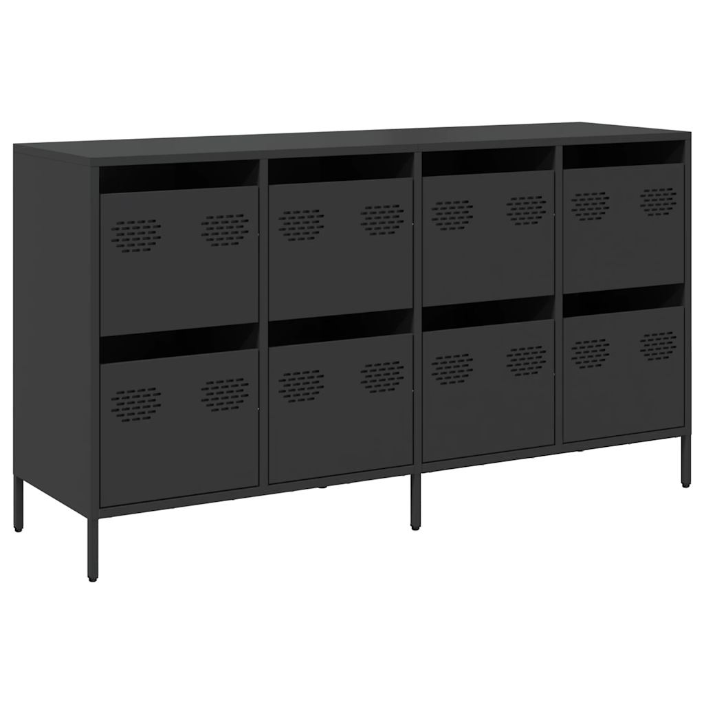 Credenza Nera 135x39x73,5 cm in Acciaio Laminato a Freddo - homemem39