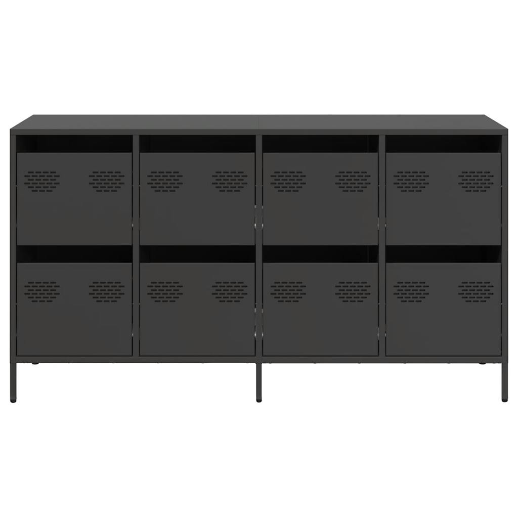 Credenza Nera 135x39x73,5 cm in Acciaio Laminato a Freddo - homemem39
