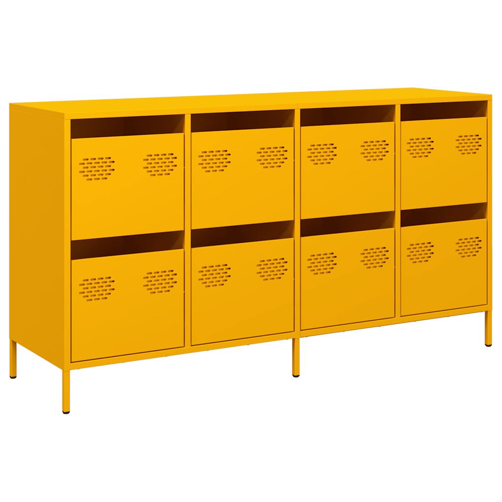 Credenza Giallo Senape 135x39x73,5 cm Acciaio Laminato a Freddo - homemem39