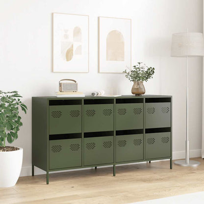 Credenza Verde Oliva 135x39x73,5 cm Acciaio Laminato a Freddo - homemem39