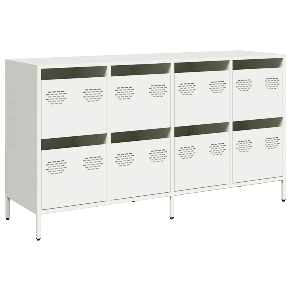 Credenza Bianca 135x39x73,5 cm in Acciaio Laminato a Freddo - homemem39