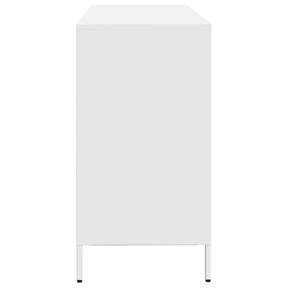 Credenza Bianca 135x39x73,5 cm in Acciaio Laminato a Freddo - homemem39