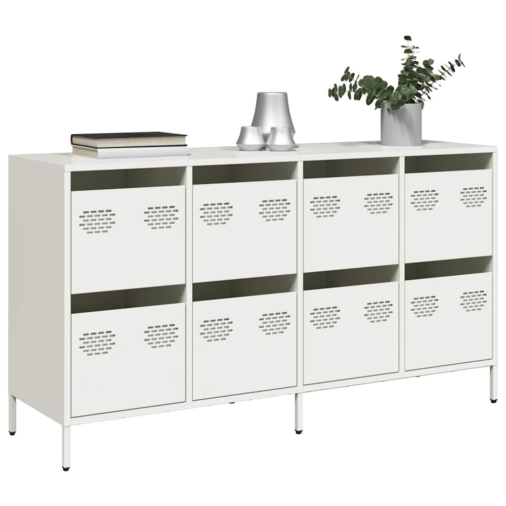 Credenza Bianca 135x39x73,5 cm in Acciaio Laminato a Freddo - homemem39