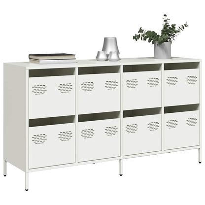 Credenza Bianca 135x39x73,5 cm in Acciaio Laminato a Freddo - homemem39