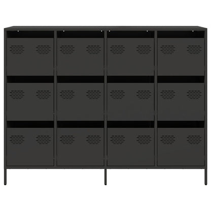 Credenza Nera 135x39x103,5 cm in Acciaio Laminato a Freddo - homemem39