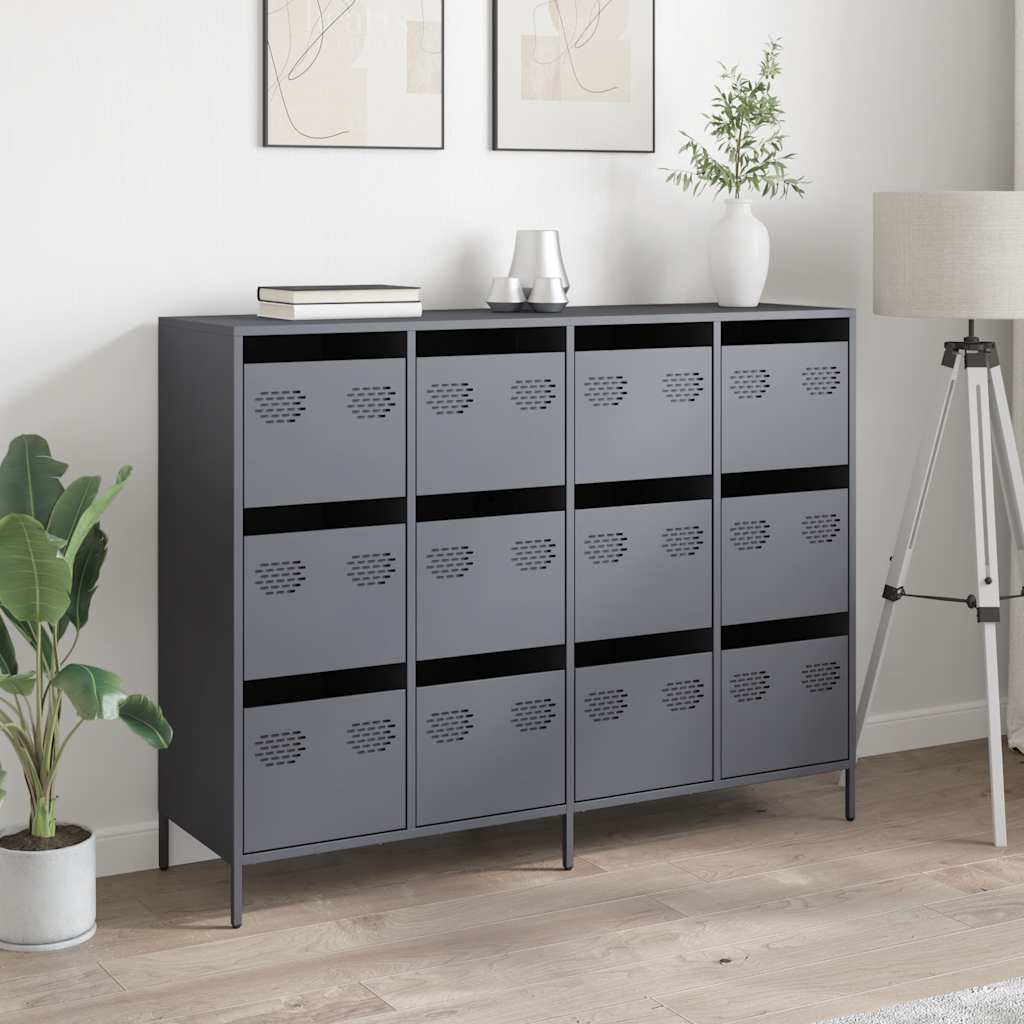 Credenza Antracite 135x39x103,5 cm in Acciaio Laminato a Freddo - homemem39
