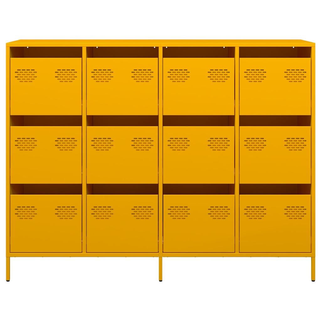 Credenza Giallo Senape 135x39x103,5 cm Acciaio Laminato Freddo - homemem39