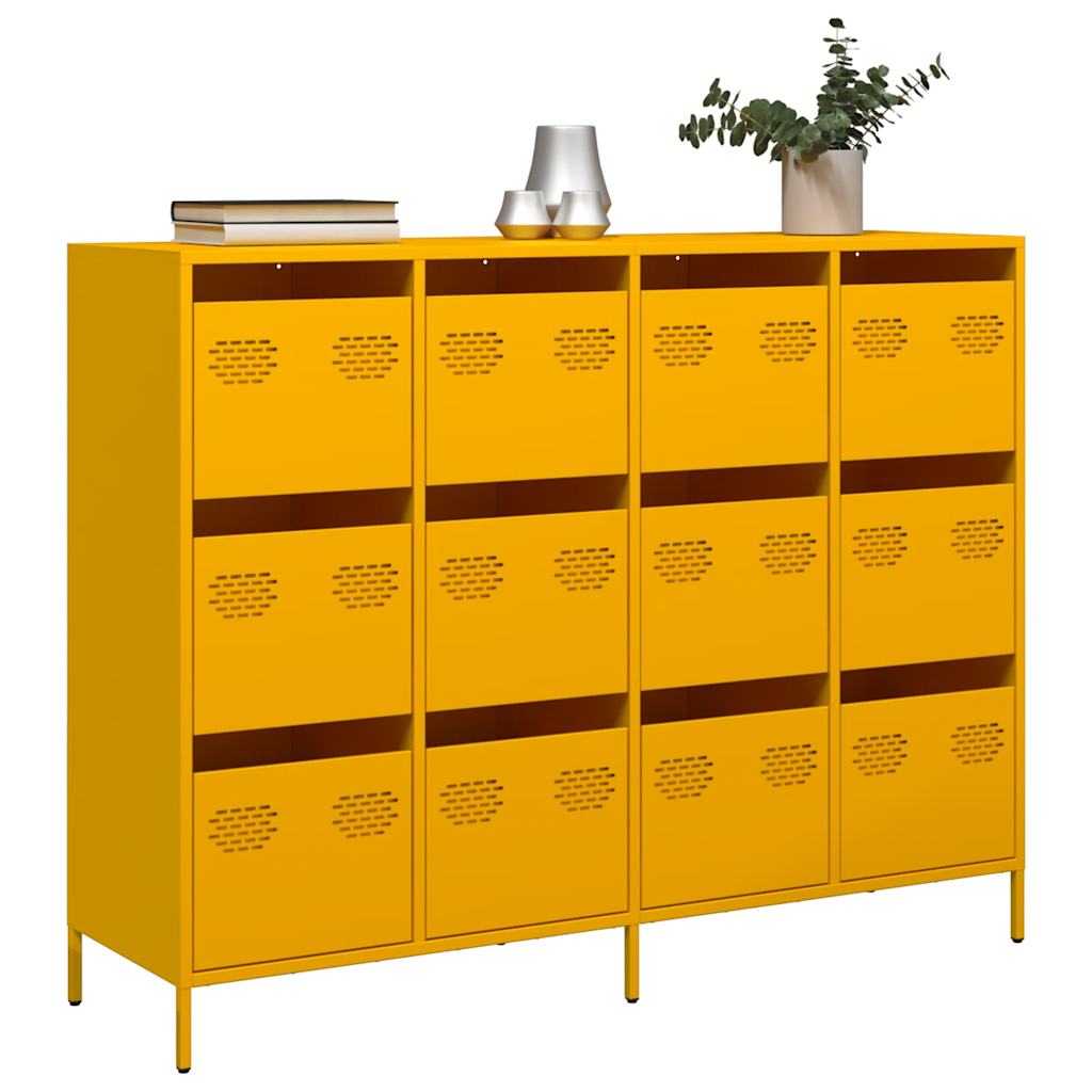 Credenza Giallo Senape 135x39x103,5 cm Acciaio Laminato Freddo - homemem39
