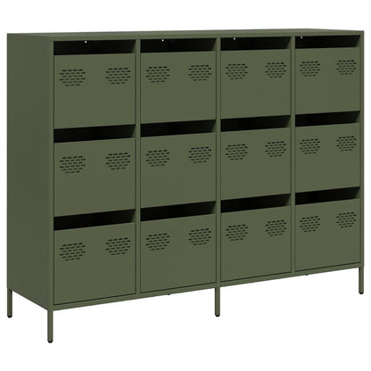 Credenza Verde Oliva 135x39x103,5 cm Acciaio Laminato a Freddo - homemem39
