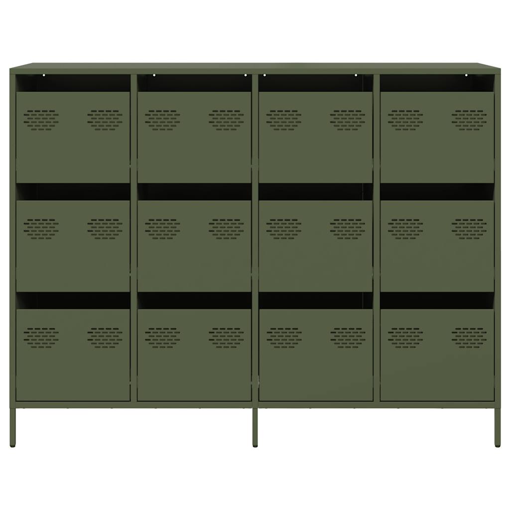 Credenza Verde Oliva 135x39x103,5 cm Acciaio Laminato a Freddo - homemem39