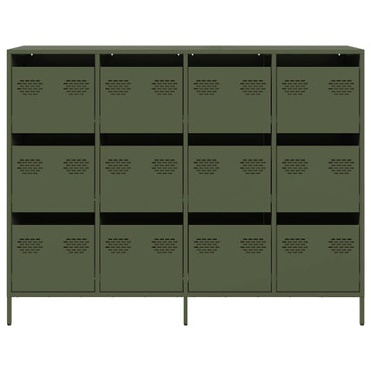 Credenza Verde Oliva 135x39x103,5 cm Acciaio Laminato a Freddo - homemem39