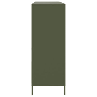 Credenza Verde Oliva 135x39x103,5 cm Acciaio Laminato a Freddo - homemem39