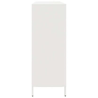 Credenza Bianca 135x39x103,5 cm in Acciaio Laminato a Freddo - homemem39